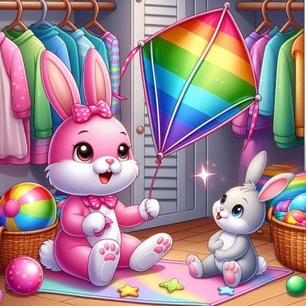 pink bunny and kite