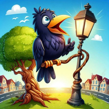 crow and lamppost talking