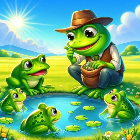frogs consulting with an old and wise baba frog