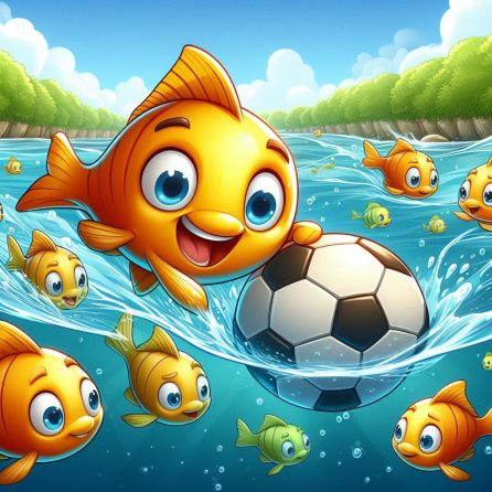 fish playing soccer