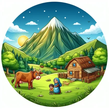 Jack and his mom in their farm in Jack and the beanstalk story for kids
