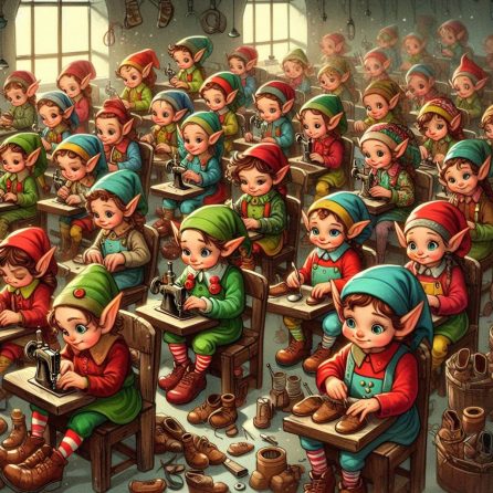 elves working in the elves and the shoemaker story for kids