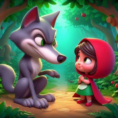 wolf talking to little riding hood