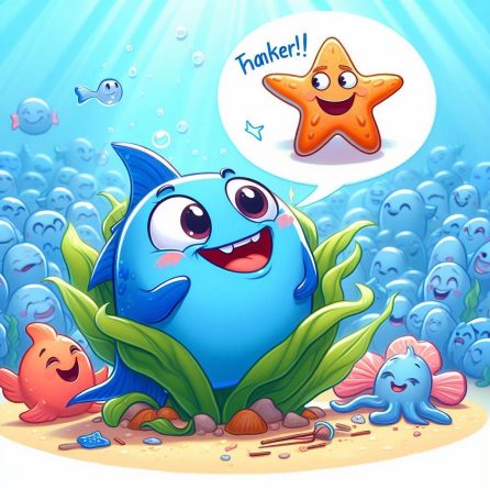 fish getting happy in blue fish's huge wish story for kids
