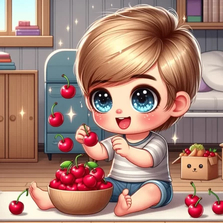 Tommy loves cherries in Tommy counts to ten story for kids