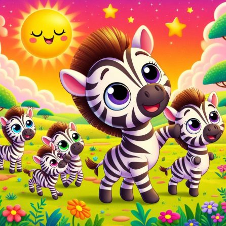 zebras in savannah in Zara the little zebra story for kids